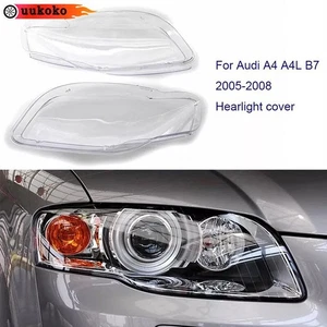 Pair Car Headlamp Headlight Lens Cover Transparent For Audi A4 B7 2005-2008 - Imagen 1 de 9