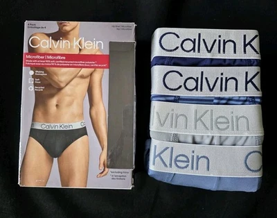 CALVIN KLEIN  MICROFIBER STRETCH 4-PACK HIP BRIEFS MENS UNDERWEAR #NP27440-NWT - Image 1 of 4