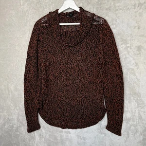 Eileen Fisher Funnel Neck Sweater L Nutmeg Organic Cotton Linen Tape Knit Boho - Picture 1 of 8