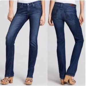 Pantalones de mezclilla AG Adriano Goldschmied The Bella ajustados rectos elásticos talla 25R nuevos sin etiquetas $198 - Imagen 1 de 9