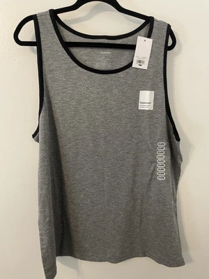 NWT Sonoma Men’s 2XL Supersoft Gray With Black Trim Tagless Tank Top - Image 1 of 4