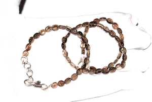 Collana braccialetto fatto a mano argento sterling 925 pietra preziosa quarzo fumè naturale - Foto 1 di 13