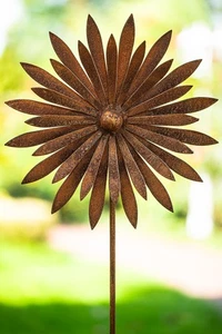 Gartenstecker Blume 112cm Metall Rost Gartendeko Edelrost Groß rostige Deko - Bild 1 von 5