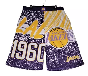 Mitchell Ness Mens XLT TALL Shorts Los Angeles Lakers Hardwood Classic Jumbotron - Picture 1 of 13