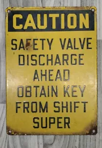 Rare Vintage Porcelain Caution Saftey Valve Idustrial sign 10"x14" - Picture 1 of 3