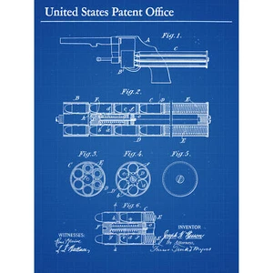 Smith Wesson Revolver Gun Pistol 1917 Vintage Patent Wall Art Canvas Print 18X24 - Bild 1 von 5
