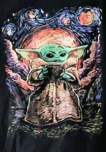 THE MANDALORIAN Baby YODA THE CHILD Van Gogh "Starry" MENS T-Shirt Large -NWT - Picture 1 of 5
