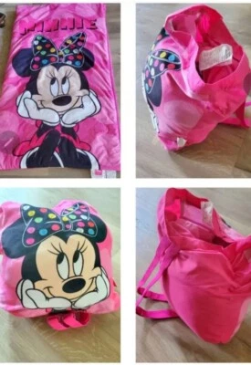 Disney Minnie Mouse Rosa Niños Saco de Dormir 50”X 28” Mochila Incorporada Foto 1 de 4