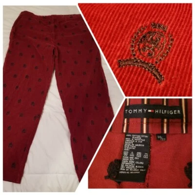 Vintage Tommy Hilfiger Corduroy Crest Covered Jeans red corduroy mens 38 x 32 - Image 1 of 4