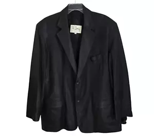 Remy Leder Herren Schwarz Blazer Anzug Sakko Kerb Revers 2 Knopfleiste Größe 46 - Bild 1 von 13