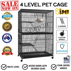 4 Level Ferret Bird Cage Cat Budgie Hamster Rat Large Cages On Wheels Pet Aviary - Picture 1 of 8