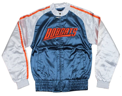 NBA Basketball Women's Juniors Charlotte Bobcats Satin Zip Up Jacket, Navy/White Cover