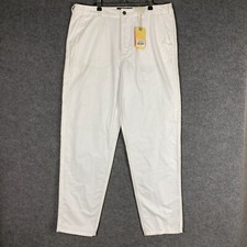 NEW Deus Ex Machina Jeans Mens 36 White Denim Straight Leg Jacks Mechanics Adult