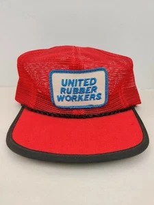 Vintage USA MADE United Rubber Workers Full Mesh Trucker Hat Strapback Cap NOS - Picture 1 of 6