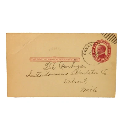 UX24 WILLIAM McKINLEY POSTAL CARD POSTMARKED 1914 - Image 1 of 2