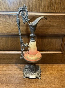Antique English Victorian Ornate Metal Ewer Urn Vase Handle Pitcher Lamp (B) - Picture 1 of 22