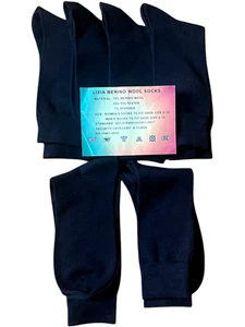 Lixia Merino Wool Socks - Fits Women's Shoe Size 6-10 - NEW Black Socks - 6 Pack - Picture 1 of 4