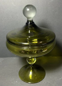 VTG Mid Century Hand Blown Art Glass Circus Bubble Apothecary Green/Clear - Picture 1 of 6