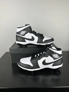 Jordan 1 Mid TD Alpha Menace Panda Football Cleats Sz 13 FJ6805-100 White Black - Picture 1 of 7