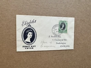 Cayman Is 1953 QEII Coronation FDC #150+B&W QEII Cachet +Sanders UK + Popular - Picture 1 of 2