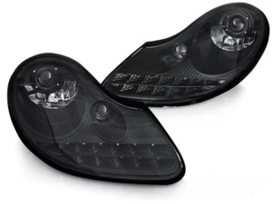 Scheinwerfer LED Tagfahrlicht Optik für Porsche Boxster 986 911 996 Schwarz Matt - Bild 1 von 6
