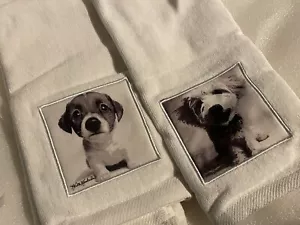Black White Puppy Baby Dog Pet Collage Bath Hand Towel Set Keith Kimberlin Decor - Picture 1 of 4