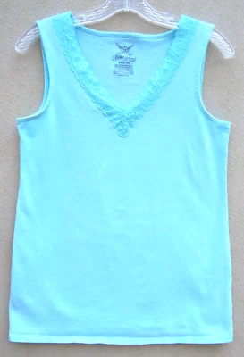 Women's Light Green V-Neck Sleeveless Top, Size M (8-10), By Faded Glory - Image 1 of 4