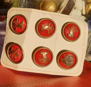 6 buttons Disney Mickey Mouse VANSITO vintage metal button sewing knitting - Picture 1 of 10