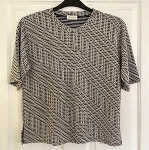 Vingtiēme Ladies Metallic Short Sleeve Top Size 16 40” Bust Vintage Silver VGC! - Picture 1 of 7