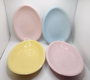Vintage Easter Egg Shaped Candy Dishes Decor Pink Yellow Blue Set 4 - Picture 1 of 12