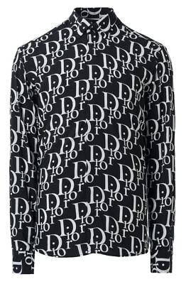 DIOR Black/White 2 Colors Long Sleeve Button Down Soft Cotton Men's Shirts - Image 1 of 4