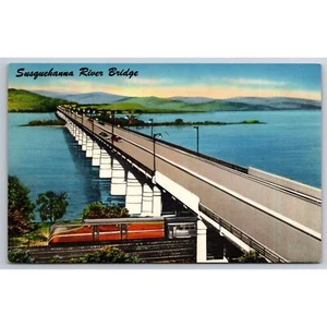 Postcard Vintage Susquehanna River Bridge Harrisburg Pennsylvania Turnpike 0444 - Picture 1 of 2