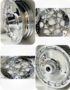 HARLEY SOFTAIL FAT BOY 2018 -25 FRONT CUSTOM CHROME WHEEL ROTORS OEM EXCHANGE - Picture 1 of 17