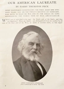 Grabados fotográficos y artículo American Laureado del poeta Henry Wadsworth Longfellow 1907 - Imagen 1 de 4