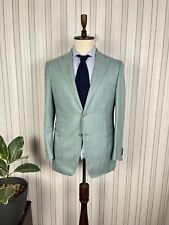 Corneliani Emerald Blue Wool Silk Linen Half Lined Italian Summer Blazer 40