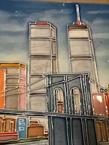 Azulejos de cerámica vintage torre gemela talla 8X10 raro patriotas orgullo - Imagen 1 de 9