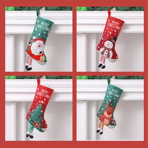 4PCS Christmas Stockings Santa Snowman Reindeer Holiday Party Decorations Gifts - Picture 1 of 10