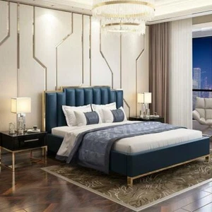 Modernes Design Bett 180x200 Leder Hotel Metall Betten Doppel Ehe Schlaf Zimmer - Bild 1 von 1