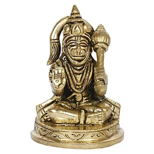 Brass Hanuman Ji Statue Lord Bajrangbali Bajrang Bali Idol Home Temple 3.25 Inch - Picture 1 of 5