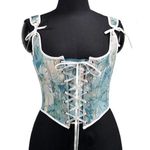Renaissance Strappy Jacquard Corset for Women Victorian Bodice Bustier Tops - Picture 1 of 14