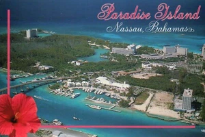 Paradise Island, Nassau Bahamas, Luftaufnahme, Hotels Strand etc. --- Postkarte - Bild 1 von 2