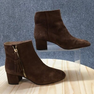 Ann Taylor Boots Womens 6 M Ankle Bootie Brown Tasseled Zip Block Heels Casual - Picture 1 of 17