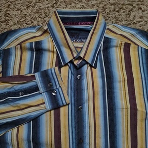 Tommy Bahama Denim Striped Men Sz XL Hidden Oxford Long Sleeve Button Up Shirt - Picture 1 of 10