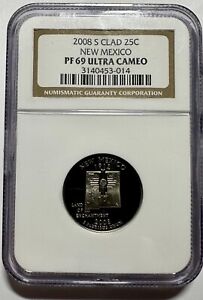 Uncirculated NGC Graded 2008 S Clad 25c New Mexico Proof 69 Ultra Cameo