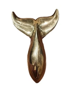 Vintage Solid Brass Whale Tail Door Knocker 7" Long - Picture 1 of 6