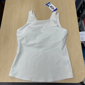 32 Degrees Cool Tank Womens Large Cream Ribbed High Neck Built-in Bra - Picture 1 of 4