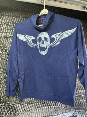 Sudadera con Capucha Robert Graham Alas Calavera 3x Azul Gráfico Pullover Para Hombres Conocimiento Verdad Foto 1 de 3