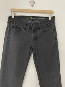 7 For All Mankind Straight Leg Jeans W30 L30 Black Wash Low Rise Made in USA - Picture 1 of 14
