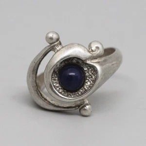 Anillo de diseño plata - bola de piedra preciosa sodalita - vintage fallido - Imagen 1 de 11