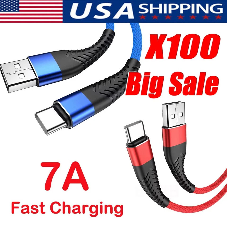 Braided USB C Type C Fast Charging Data Cable Cord for iPhone 17 Pro Max 15 lot - Image 1 of 4